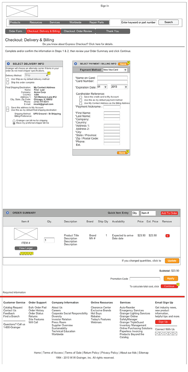 Grainger Checkout Wireframes