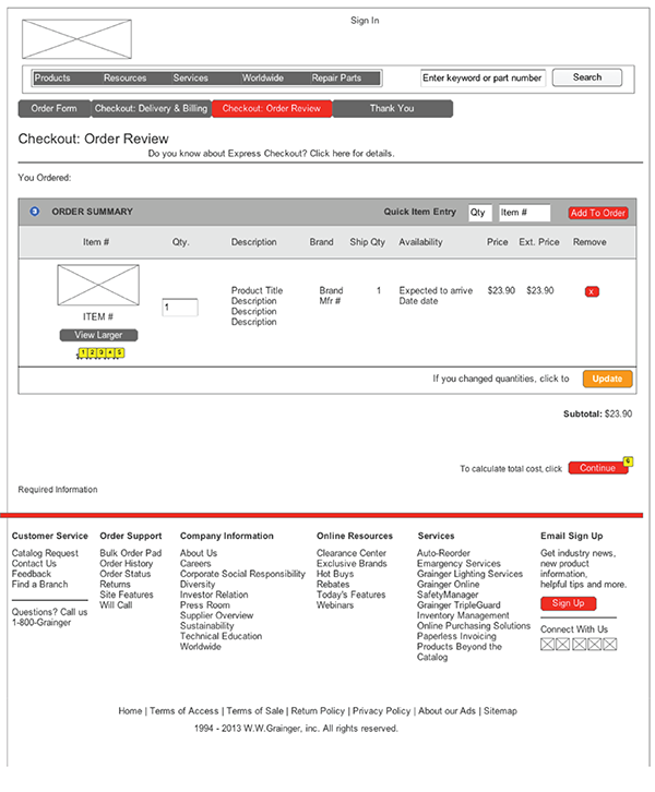 Grainger Checkout Wireframes