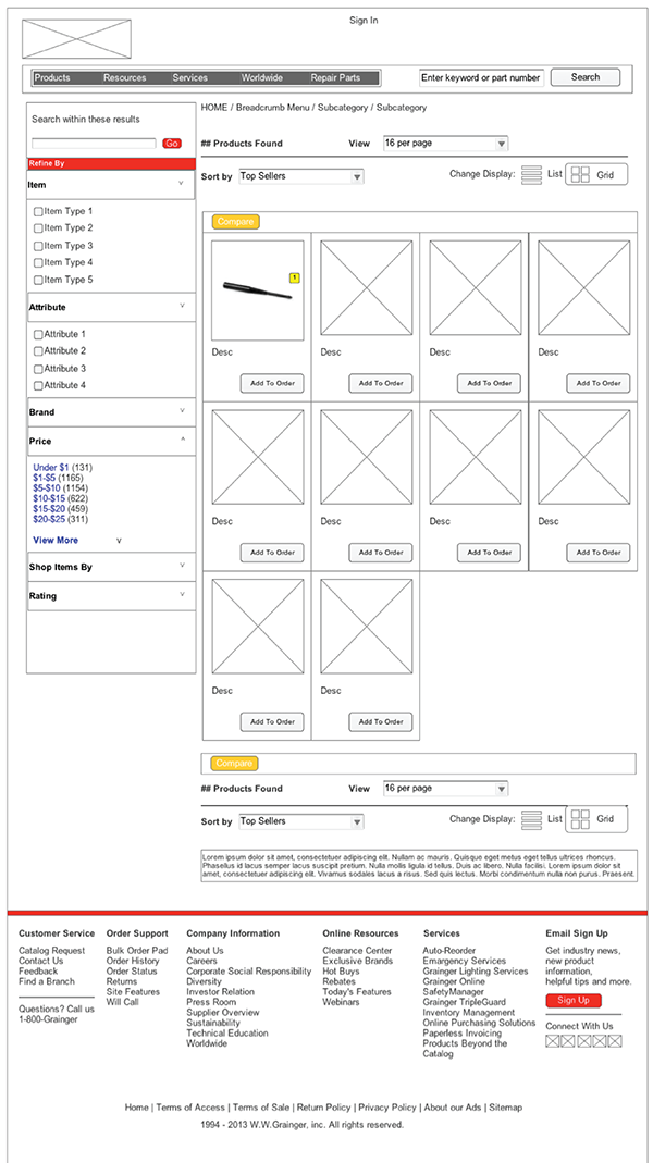 Grainger Checkout Wireframes