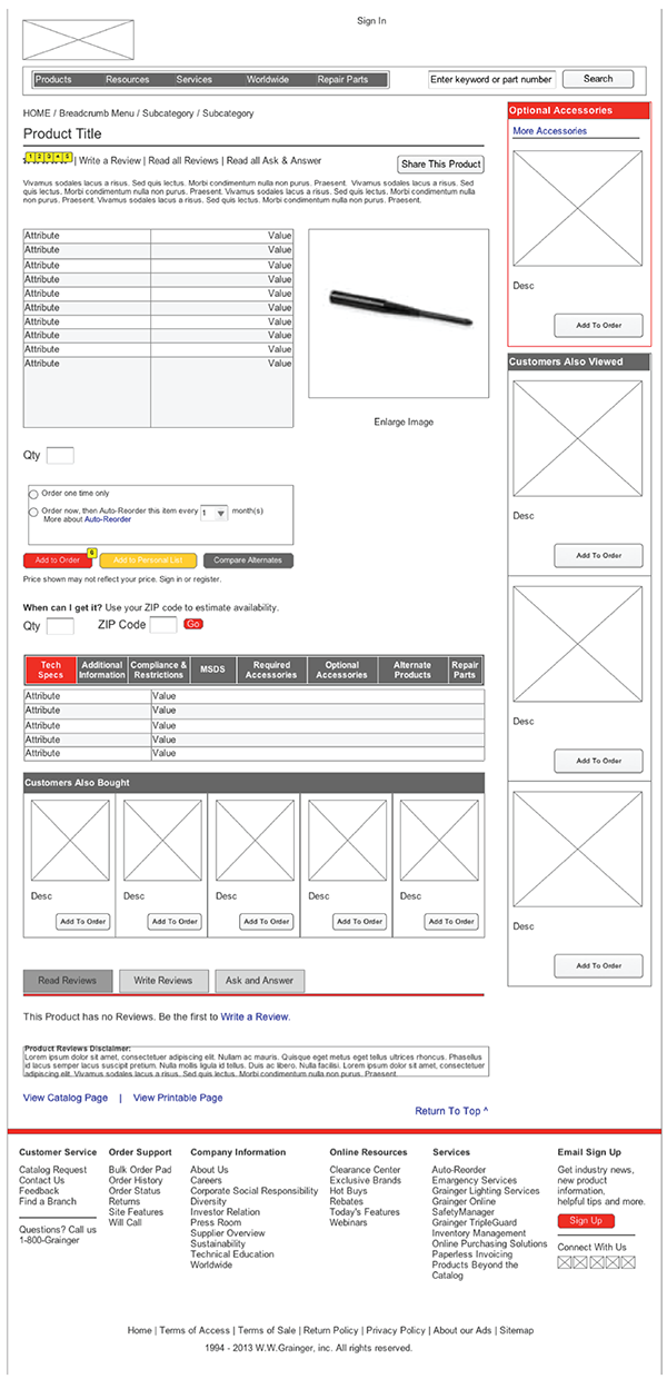 Grainger Checkout Wireframes