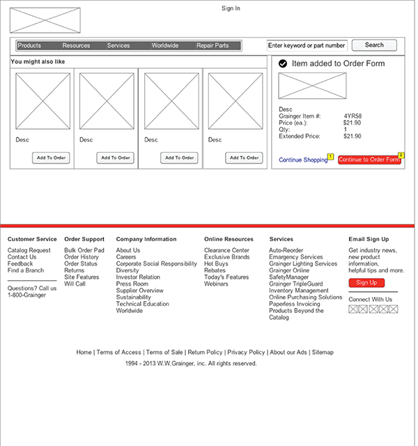 Grainger Checkout Wireframes