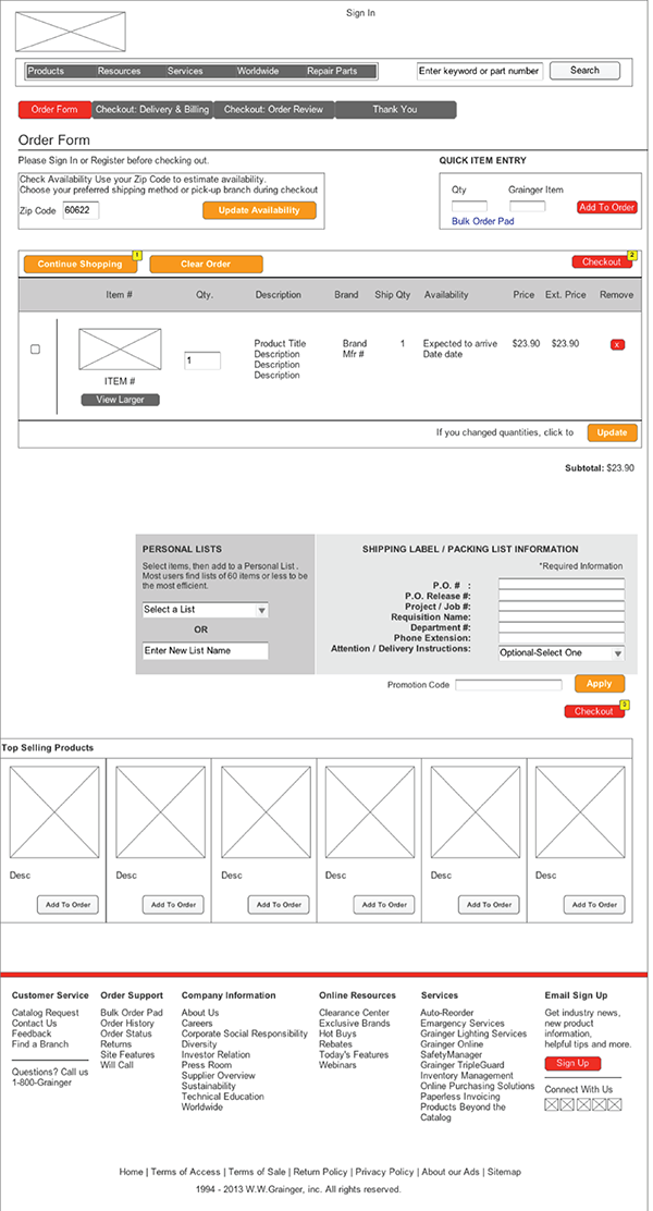 Grainger Checkout Wireframes