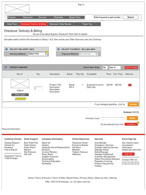 Grainger Checkout Wireframes
